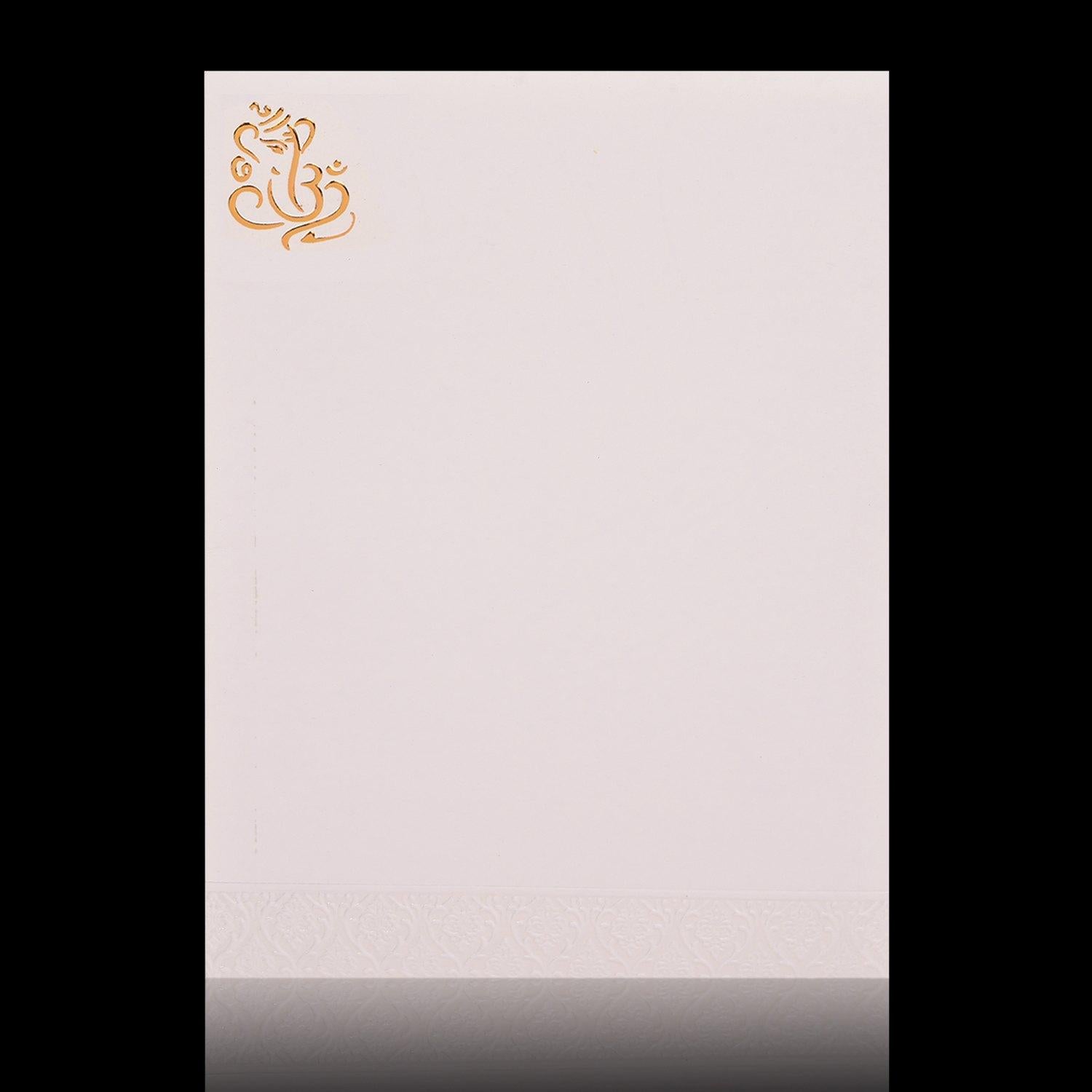 Pristine White Shading With Floral Theme Ganesha Wedding Card - KNK30330
