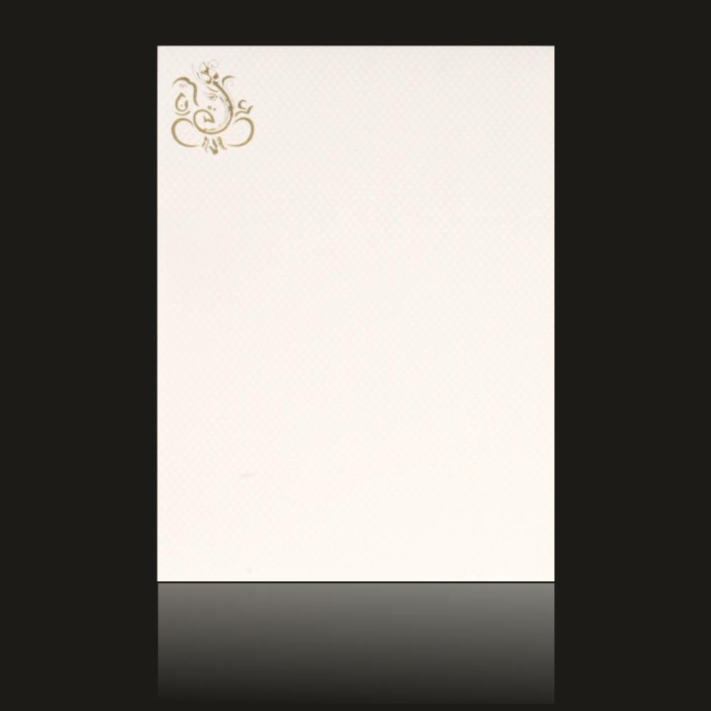 Gorgeous White Colour Ganesha With Laser Cut Wedding Card - KNK30700