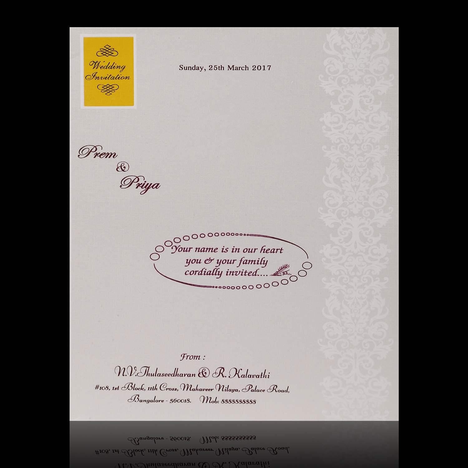 Classic White Floral Theme Wedding Card - KNK4037