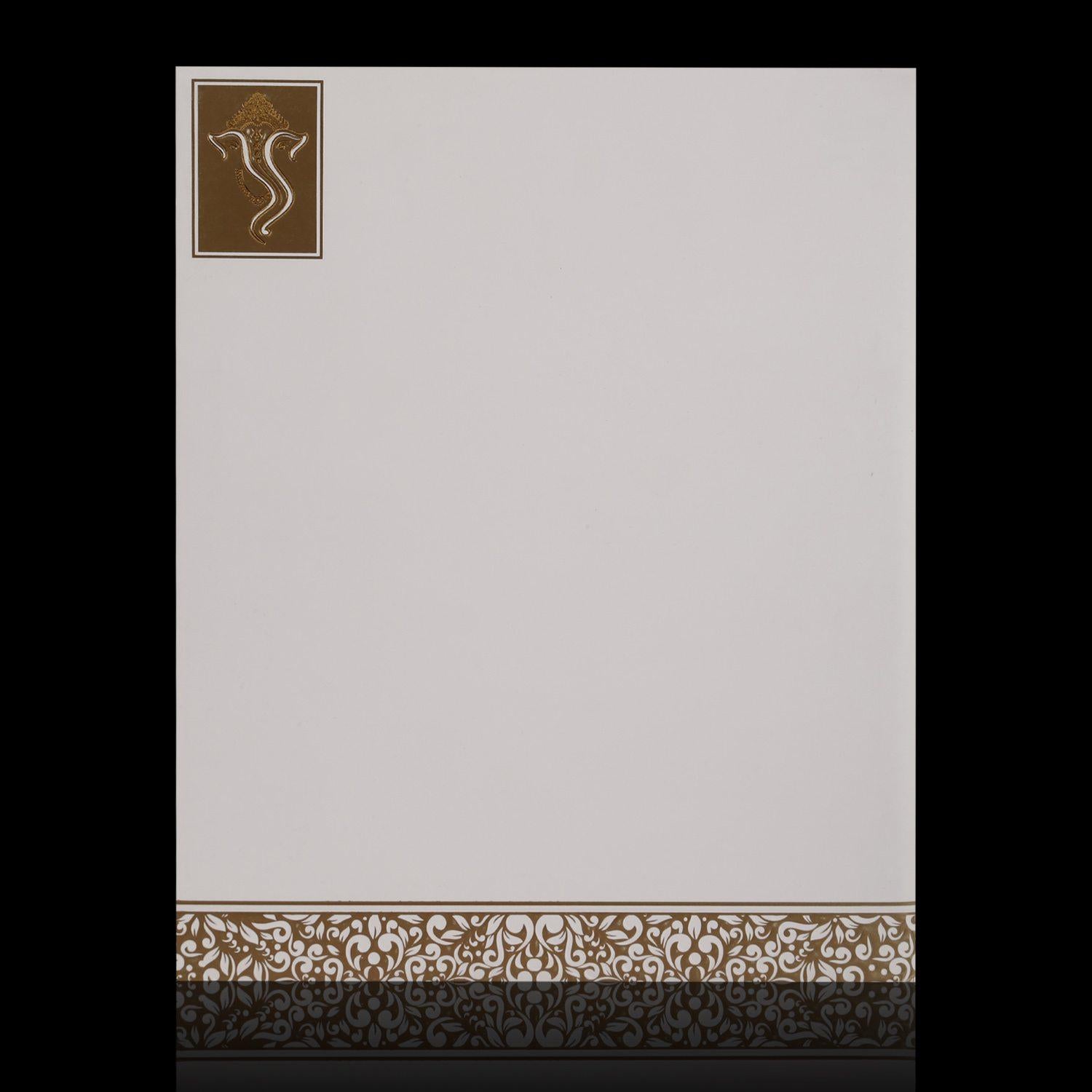 Beautiful Ganesha With Blue Shading Wedding Card - KNK4583