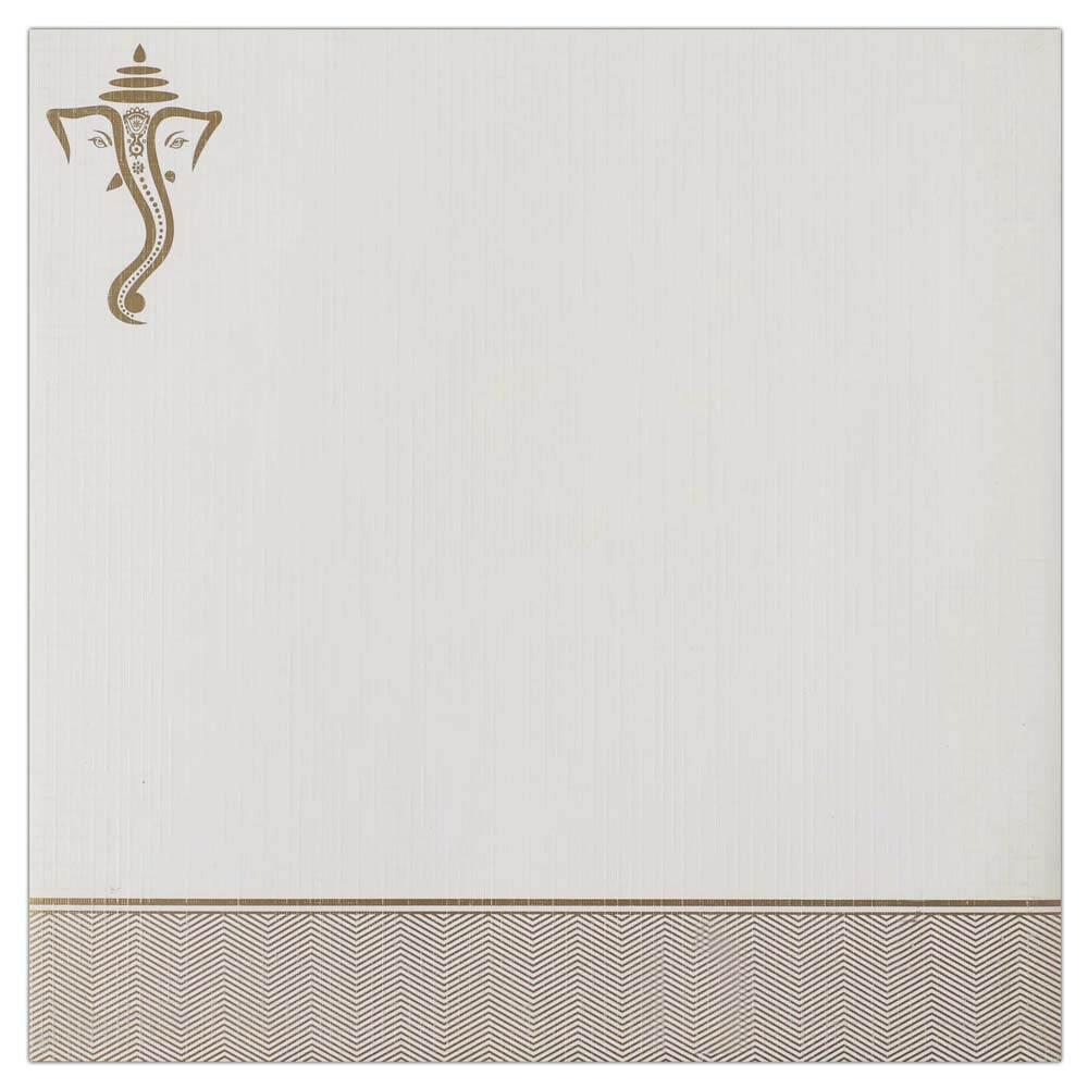 Invitation Card - Blessings from Lord Ganesha Card in white and gold-KNK4597