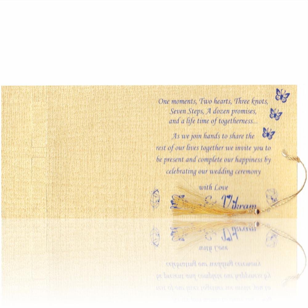 Blue personal slide bride and groom wedding invitation card-KNKP008B