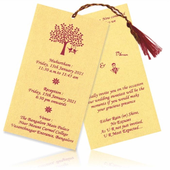 Red Vertical Personal Invite With Bride And Groom Names In Heart-KNKSP712-King of Cards