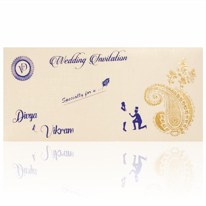 Beautiful Blue Shading Personal Wedding Card - KNKSP716-King of Cards