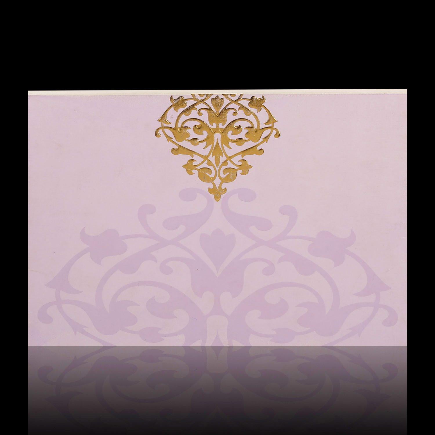 Alluring Gold Foiling Blossom Theme With Violet Shading Wedding Card - KNKZ2360