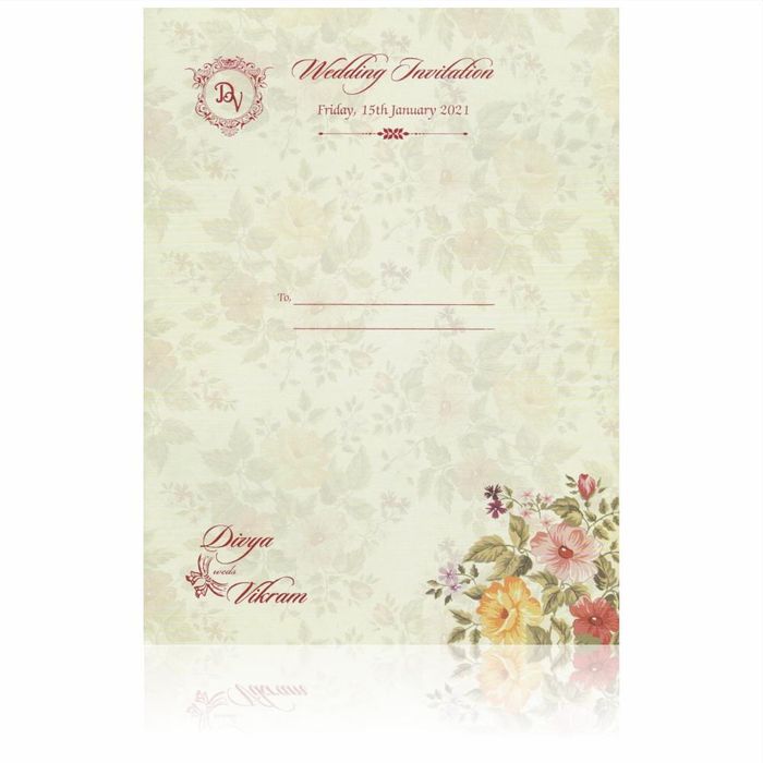 Green Padded Floral Designer Card In Offset Print-KNPO1503G-King of Cards