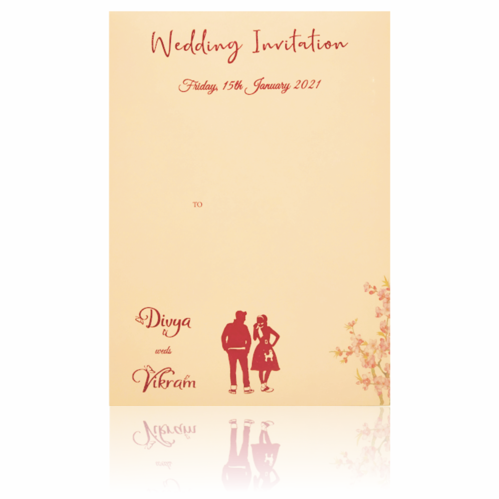 Pink Single Sheet Invitation Card With Pink Cover Non-KNS050GD