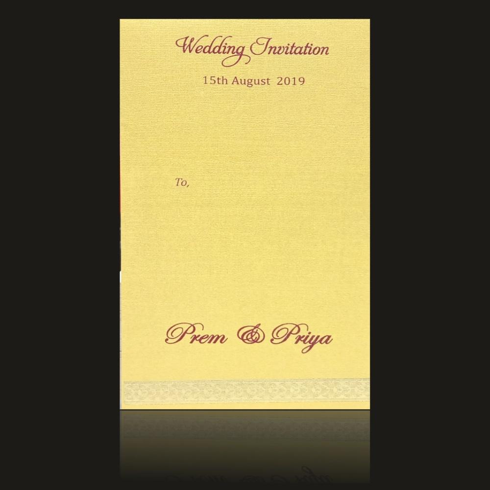 Red (kadhi) golden border personal single sheet invitation card-KNS9001R