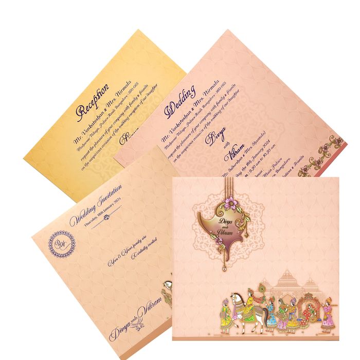 Beige Premium Dohli Invitation Card-KNPO04ZO