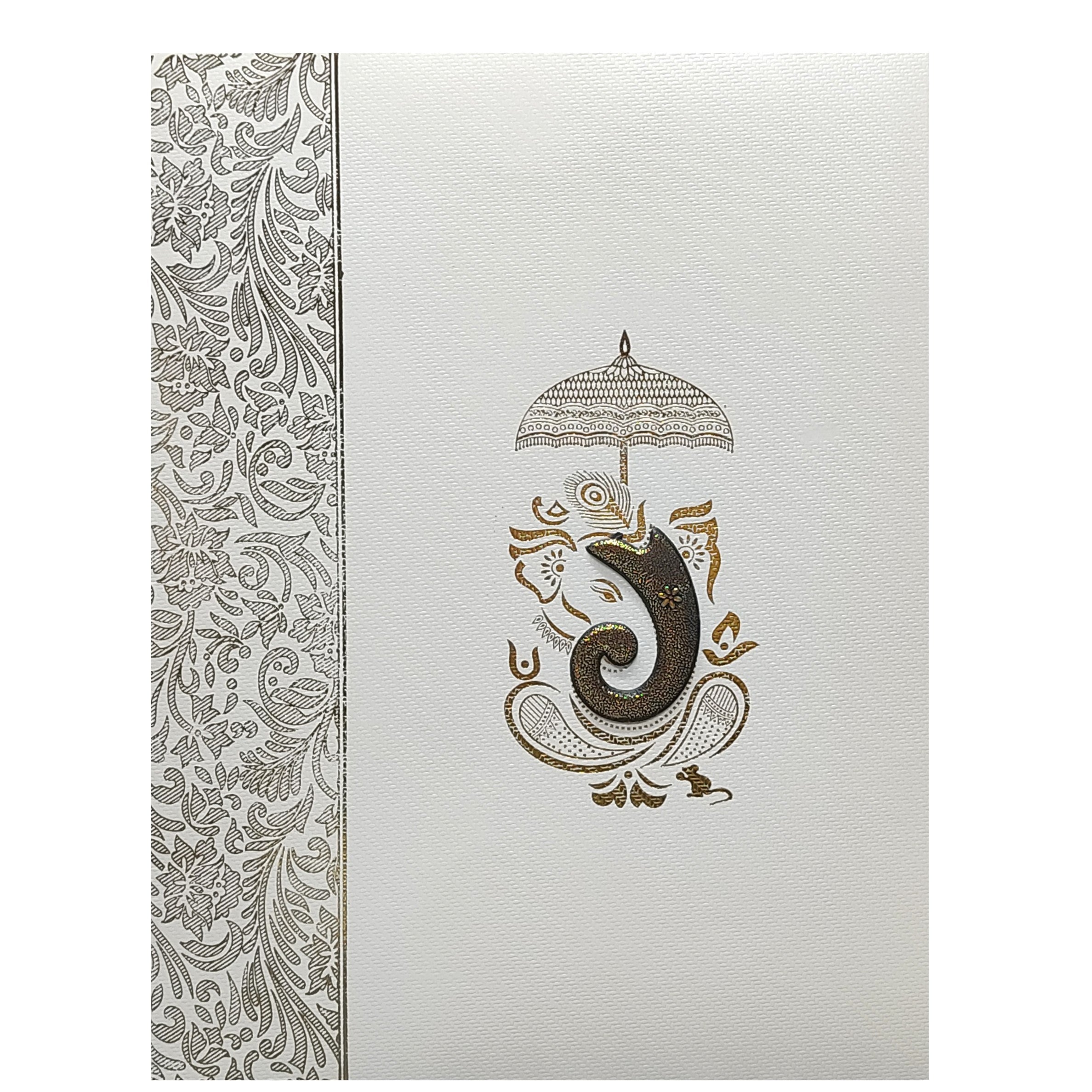 Grey Ganesha Wedding Invitation Card-KNWT5014