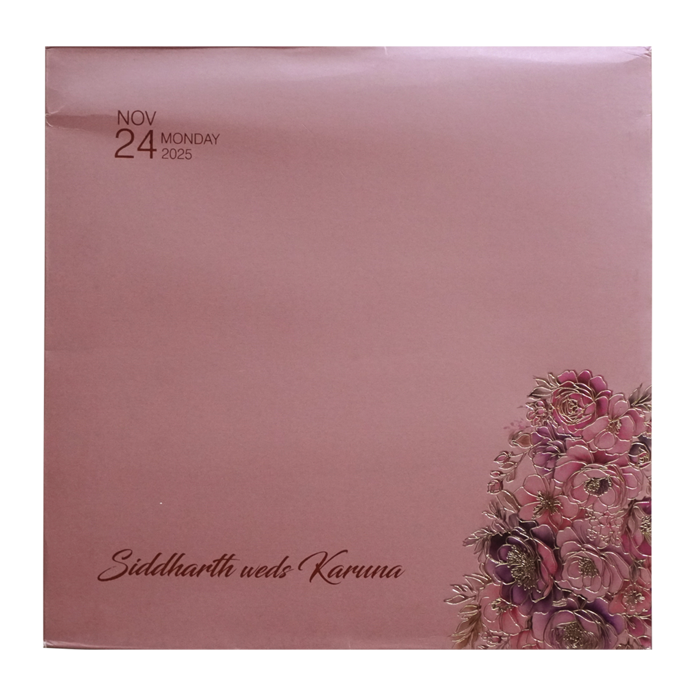Bronze Pink Premium Padded Wedding Invitation-KPR24150