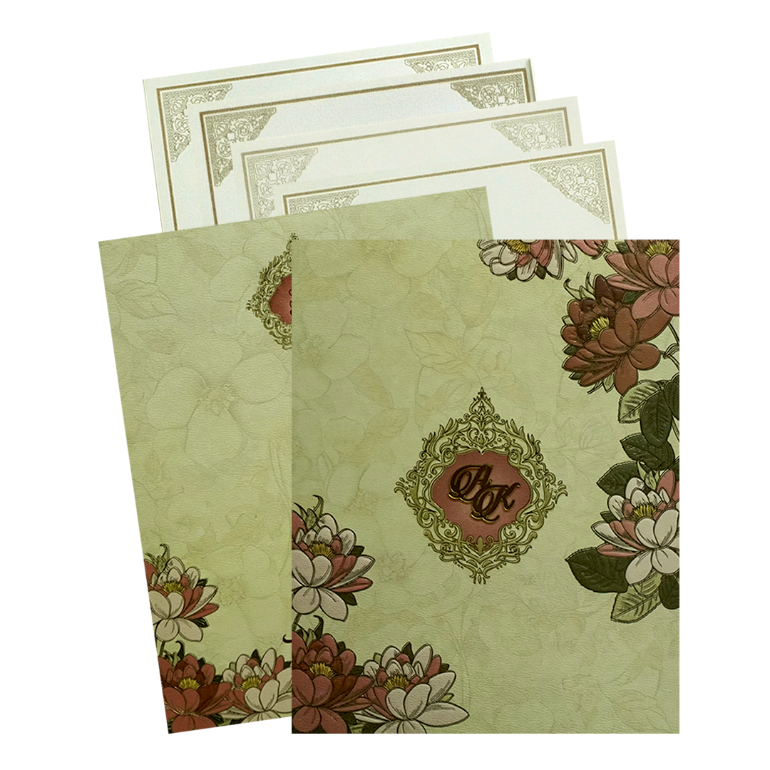 Light Yellow Embossed Wedding Card-KPR09790