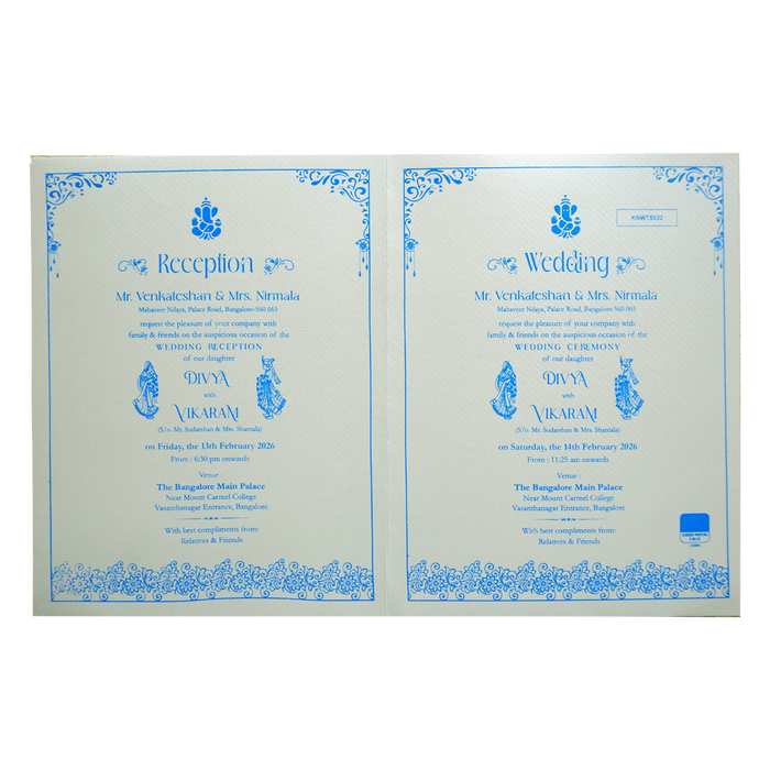 Metallic White Ganesha Wedding Card-King of Cards