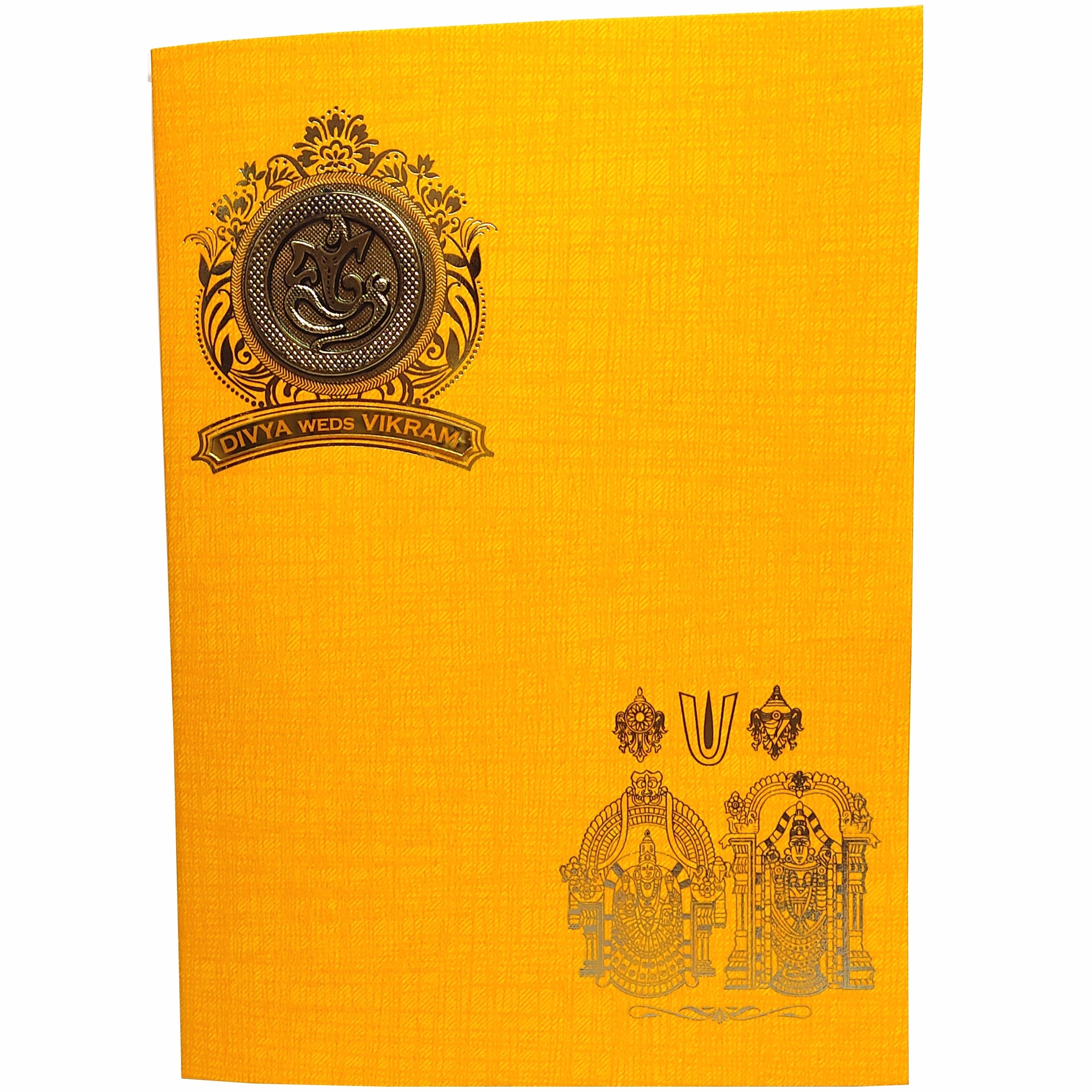 Orange Metallic Balaji And Padmavathi With Name Plate-KNCM157O-King of Cards