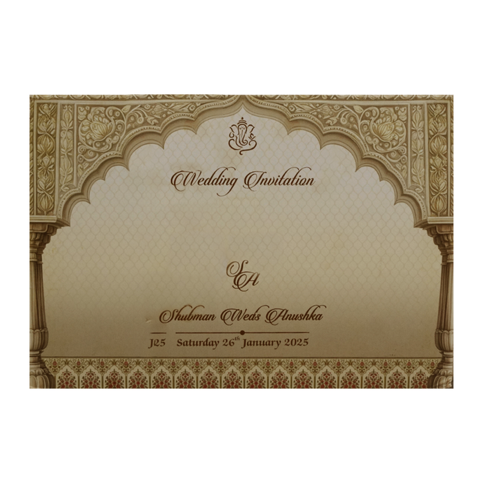 Cream Padded Wedding Invitation Card-King of Cards