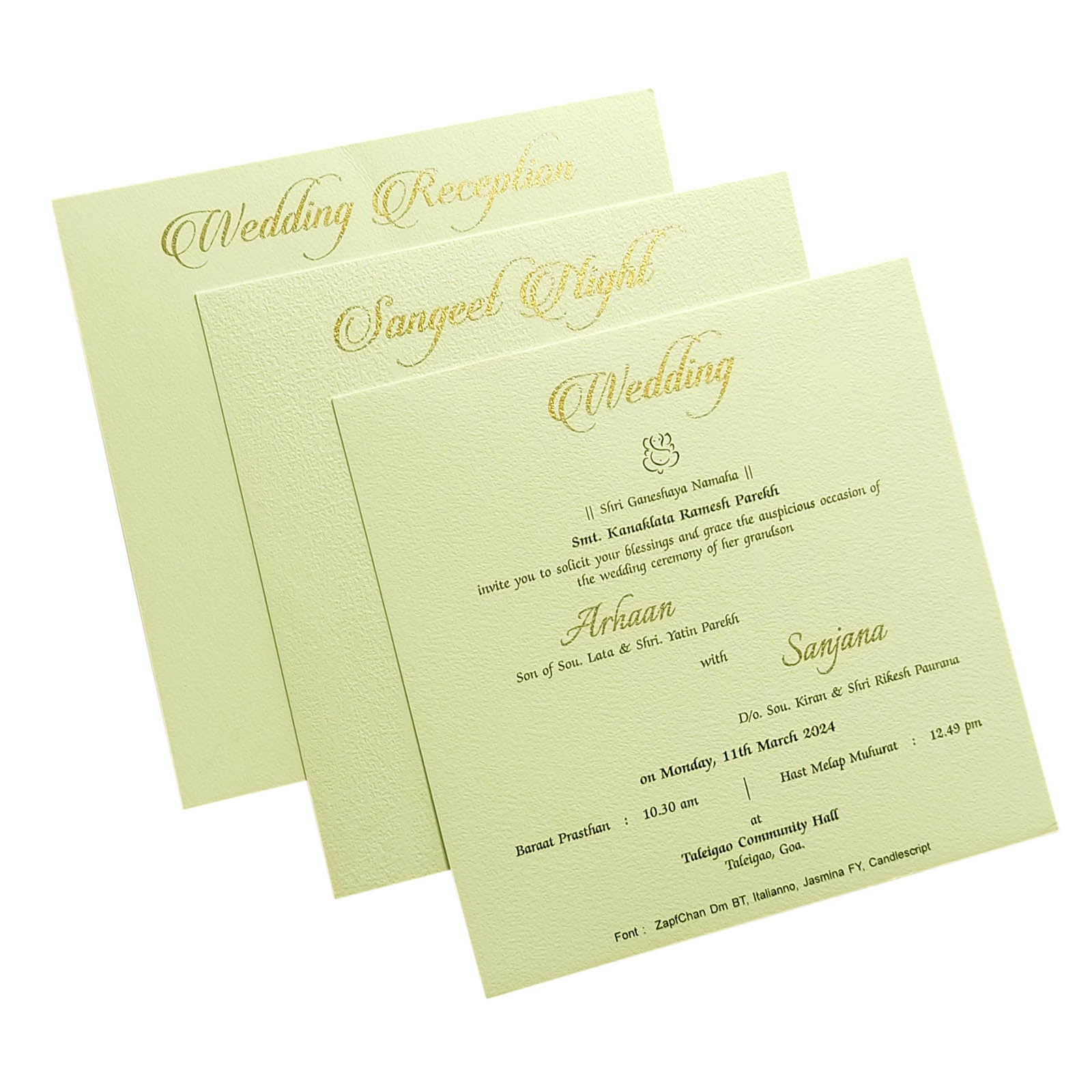 White Padded Nameplate Invitation Card-KRC29072
