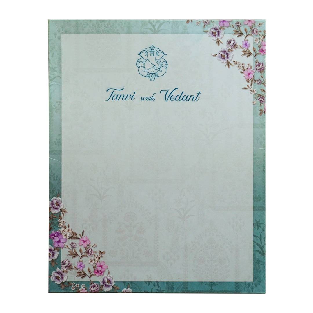 Blue Floral Box Invitation Card-King of Cards