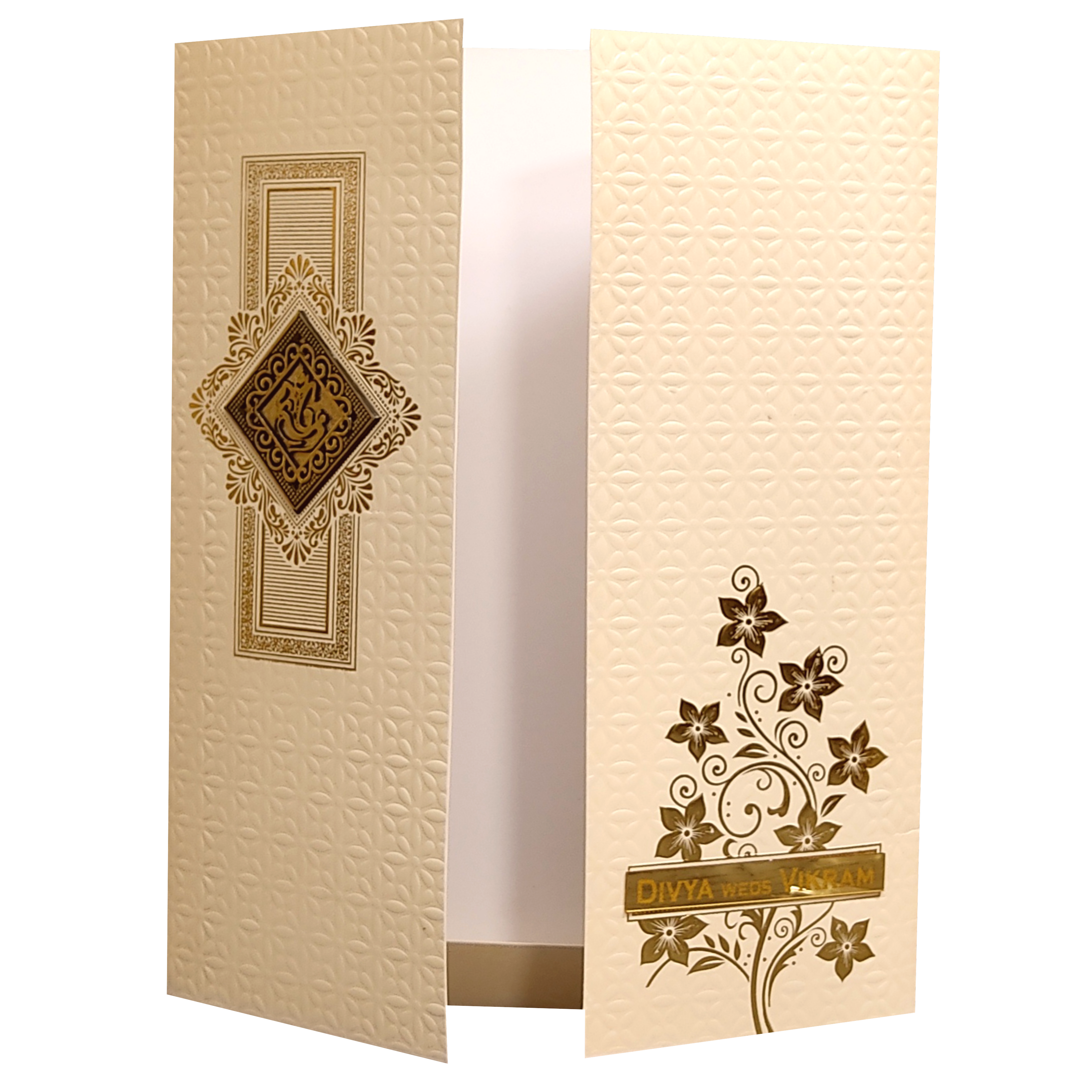 Cream Embossed Nameplate Marriage Card-King of Cards