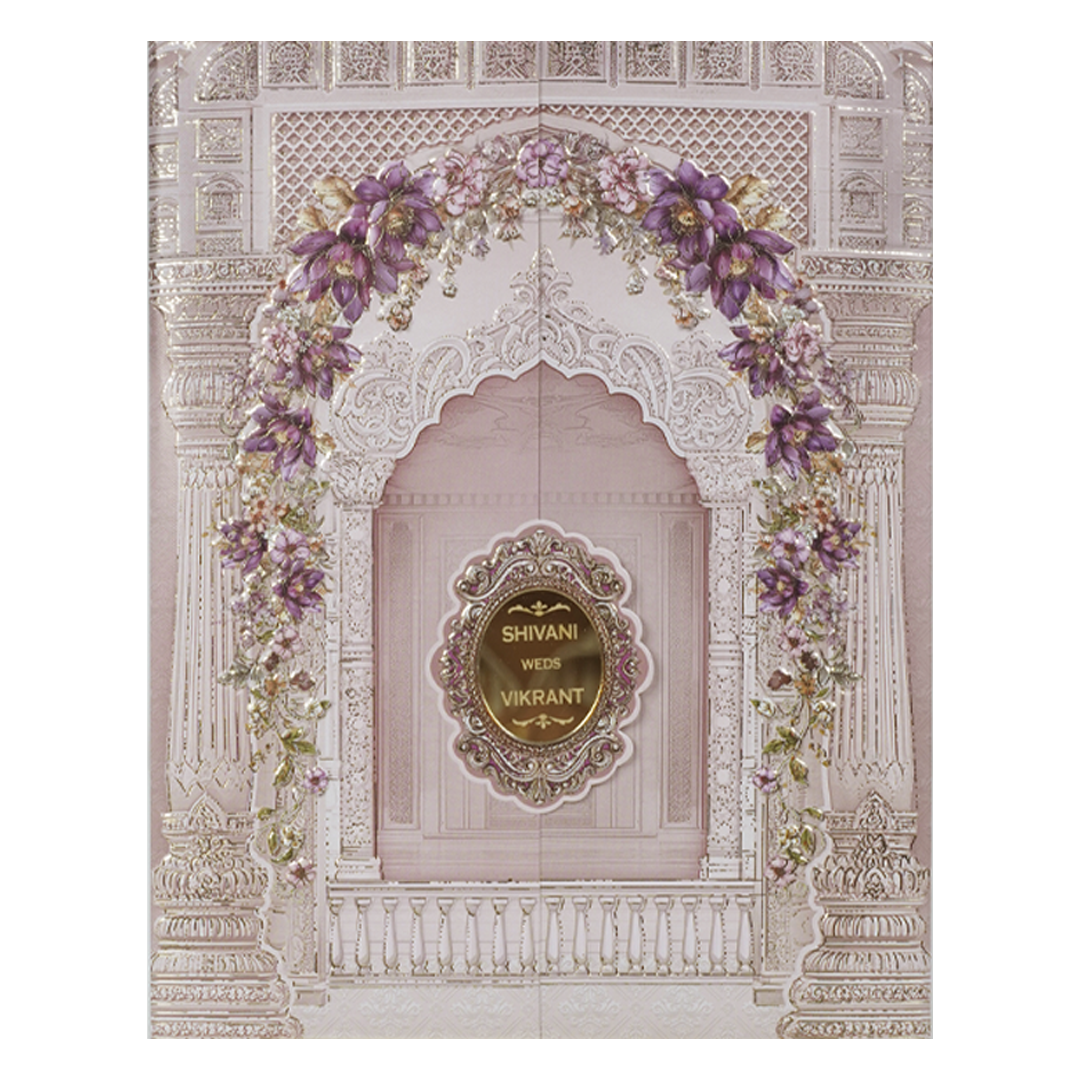 Pink Arch Floral Wedding Card-KSI65070