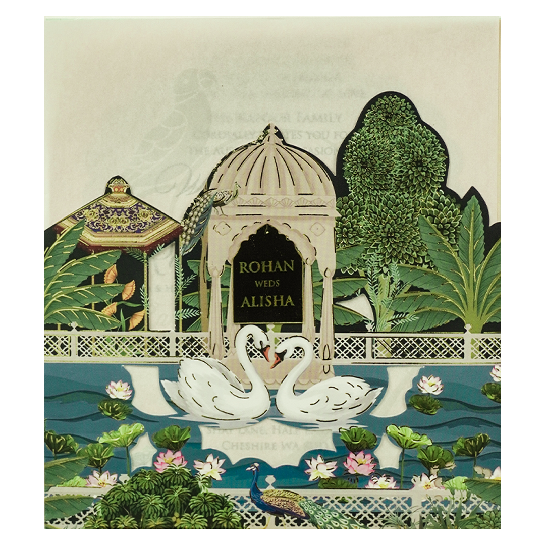 Luxury Cream Garden Laser-Cut Wedding Card - KFR16220