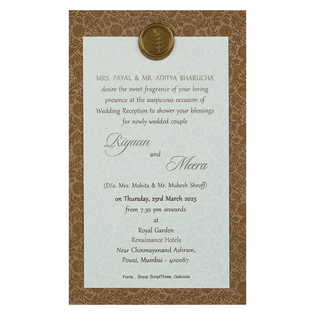 Brown Floral Single Sheet Wedding Card-KRCS8090