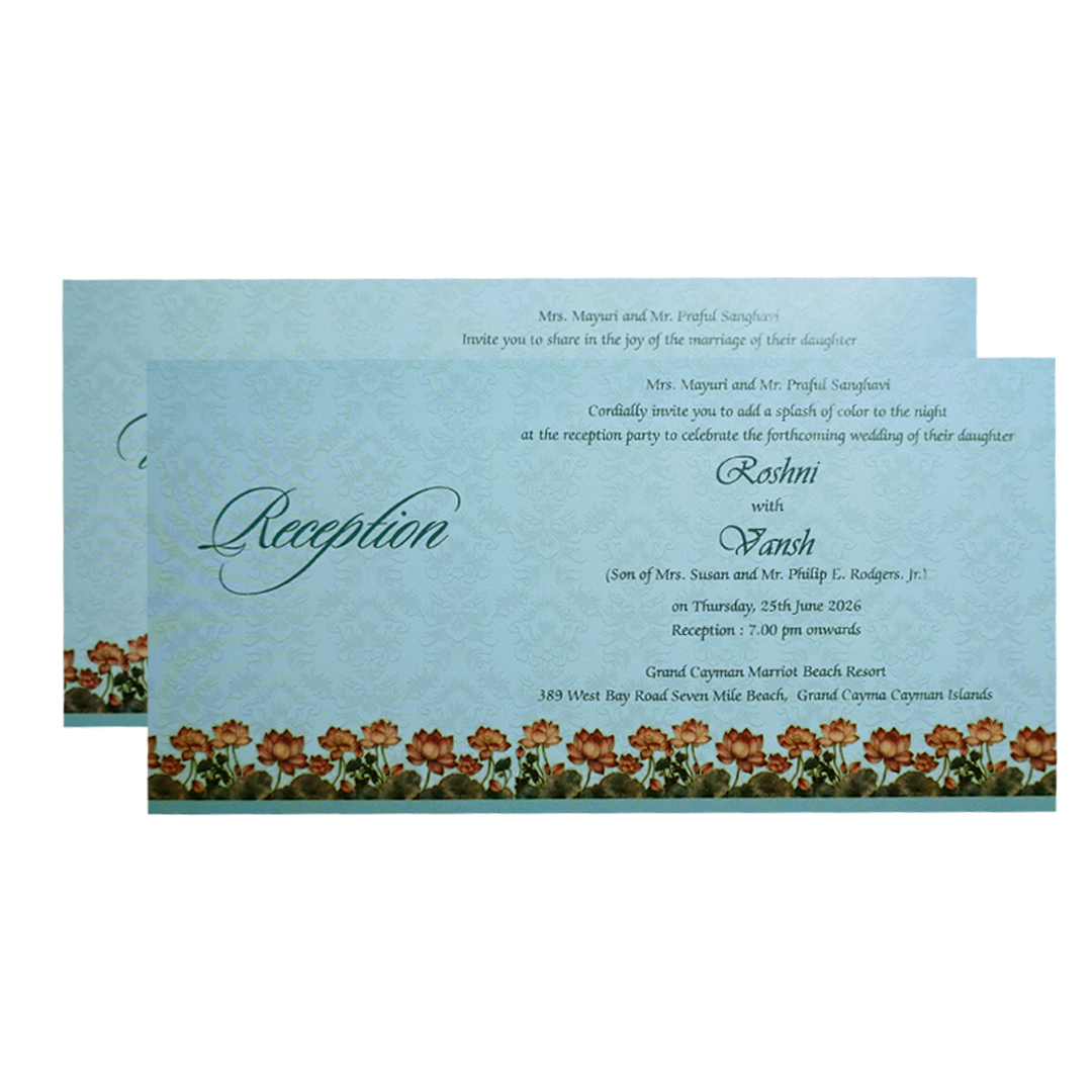 Blue Pastel Vishnu Lakshmi Boxed Wedding Card-KPR06480