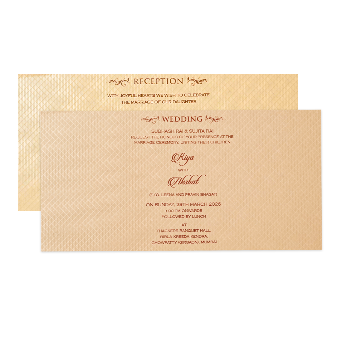 Cream Simple Padded Wedding Card-KMMWD1169