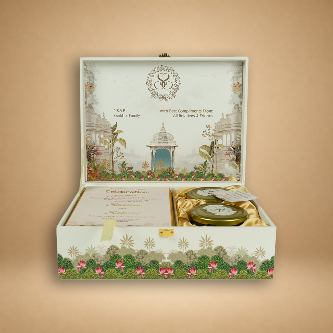 White Palace Luxury Wedding Invitation Box - KSBMD060
