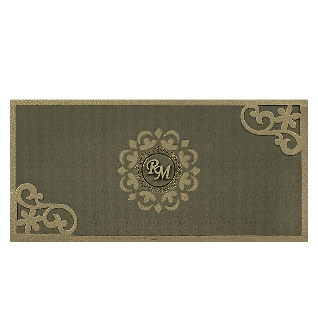 Grey Mandala Wedding Card-KSI65200