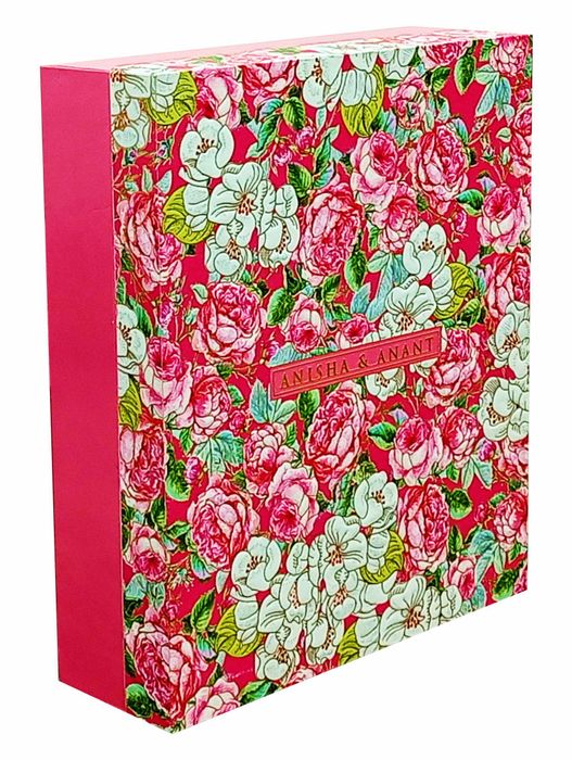 Pink Roses And Colourful Peacocks Ultra Premium Wedding Card-KNKUP033-King of Cards