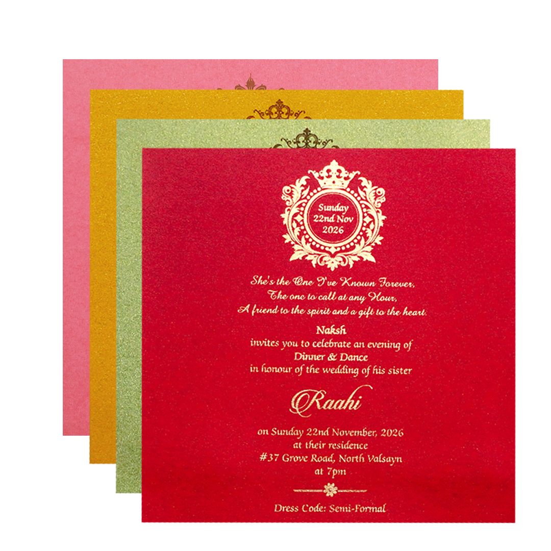 Pink Paisley Embossed Wedding Card-KPR06100