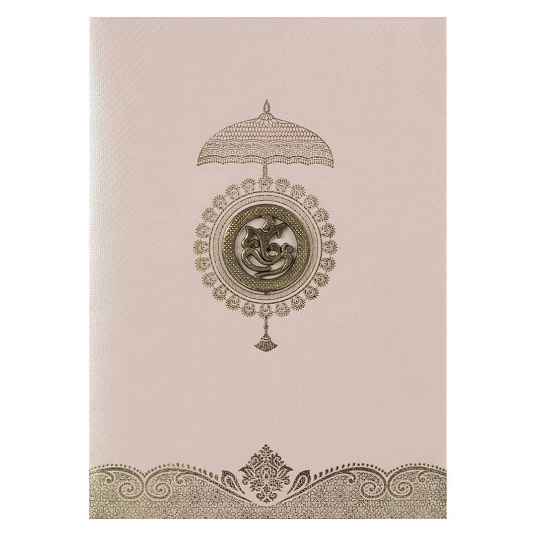 Pink Gold Umbrella Wedding Card-KNKTPL024