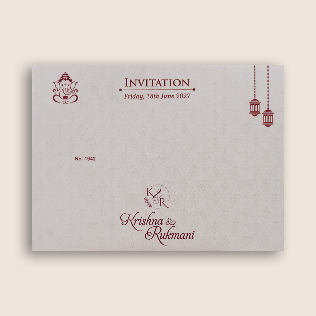 White Floral Laser Cut Padded Invitation Card - KJTS1942