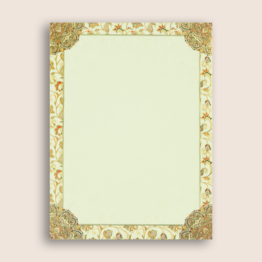 Cream Floral Pattern Padded Wedding Card - KAA05790