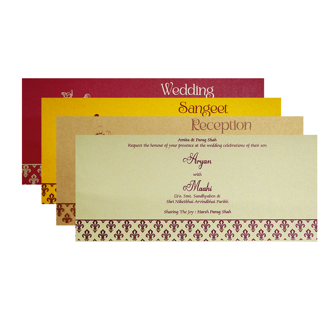 Gold Embossed Regal Wedding Invitation Card-KPR06280