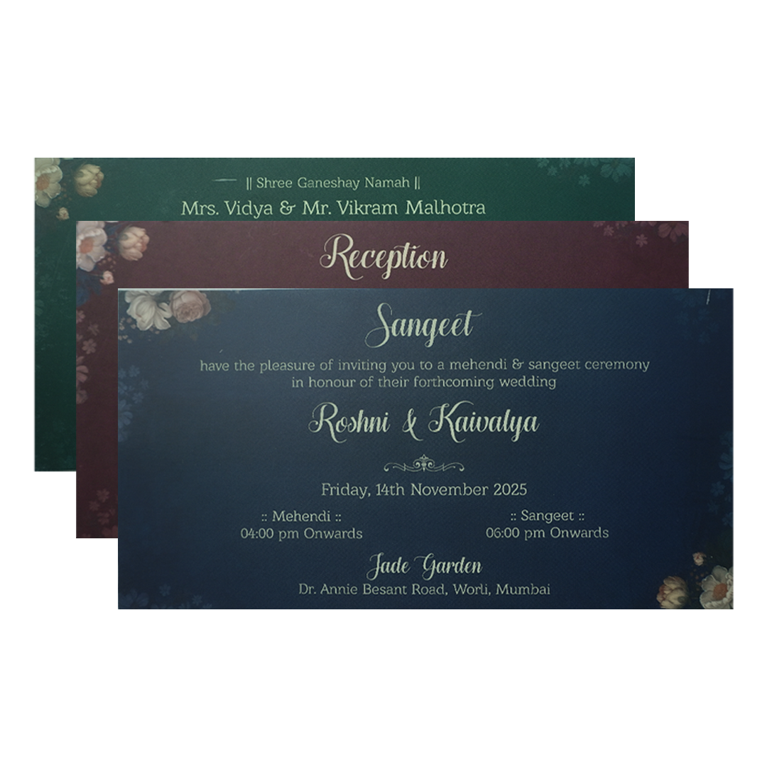 Dark Green Floral Wedding Invitation Box - KSI64170