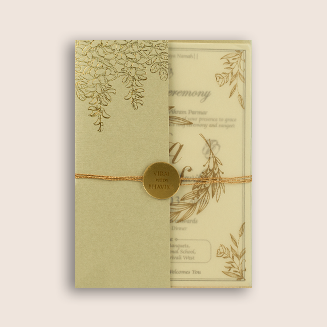 Ivory Floral Laser Cut Marriage Invitation - KMARA070