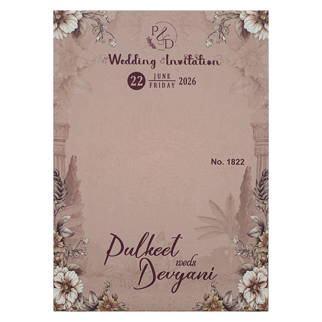 Buy Light Pink Floral Padded Wedding Card