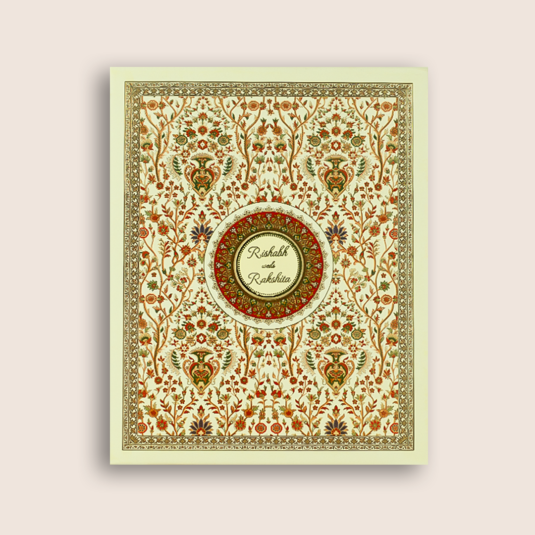 White Floral Padded Wedding Card - KAA05530