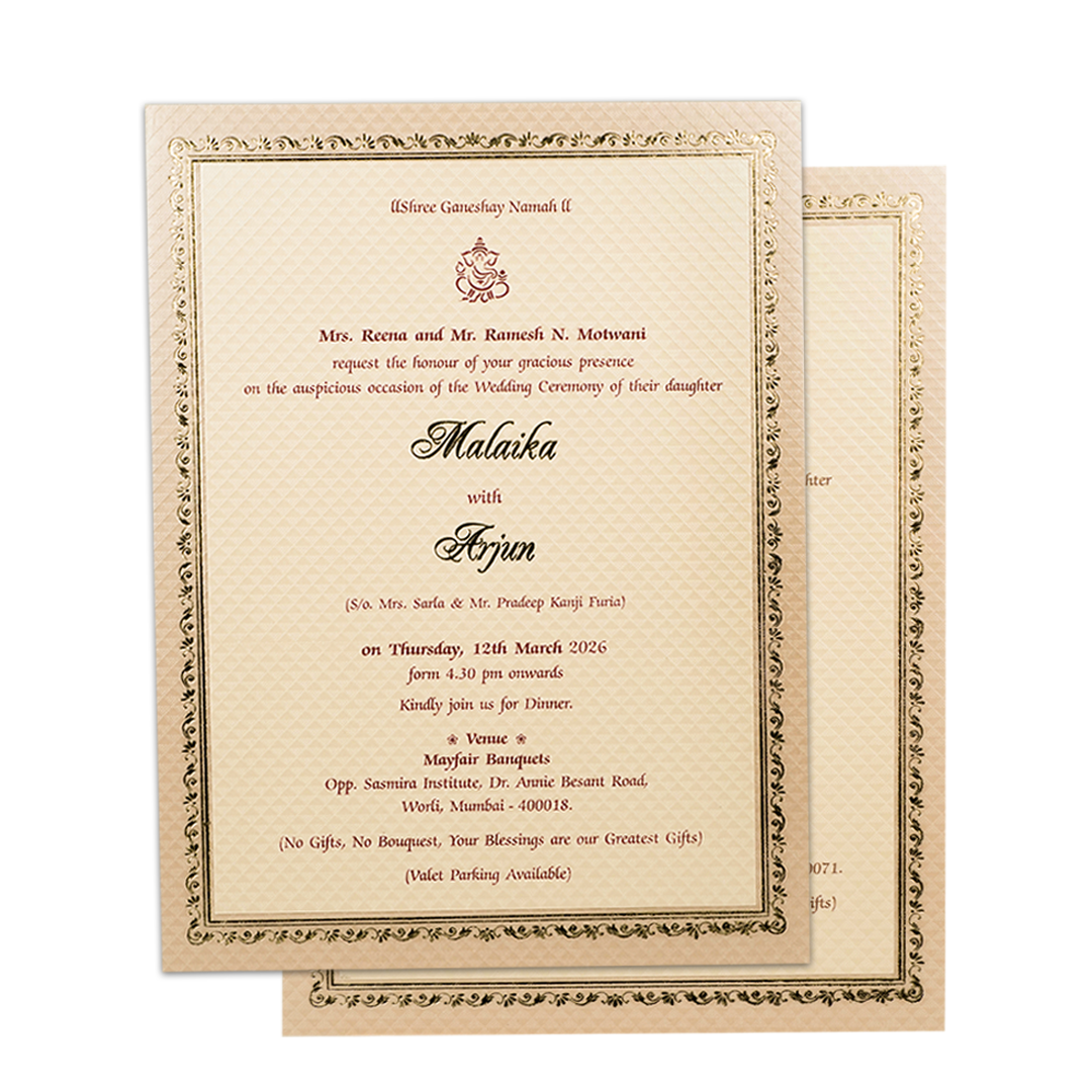 Luxury Gold Monogram Padded Wedding Card-KMMWD1167