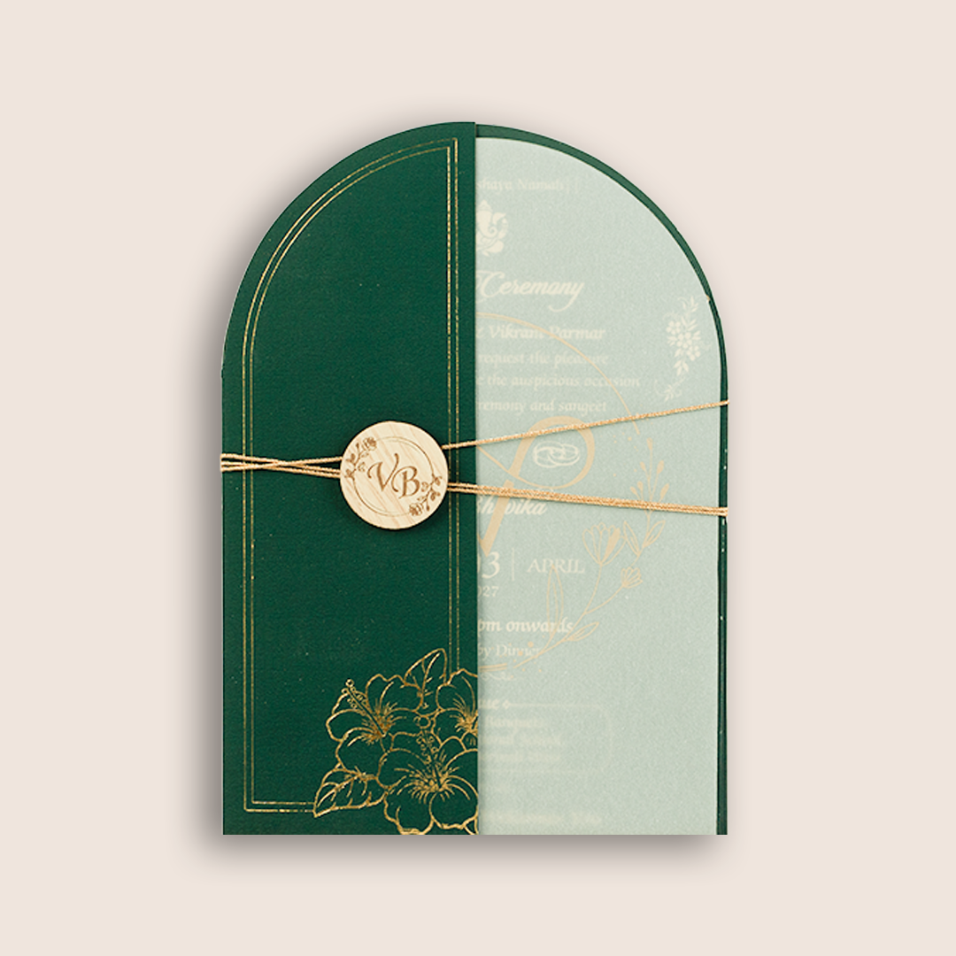 Green Floral Wedding Invitation - KMARA640