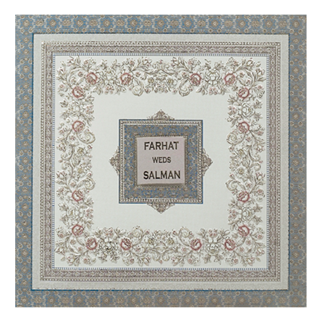 Grey Floral Framed Wedding Card-KSI65180