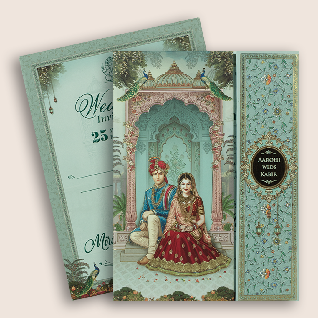 Blue Bride Groom Door Style Padded Marriage Card - KSH18520