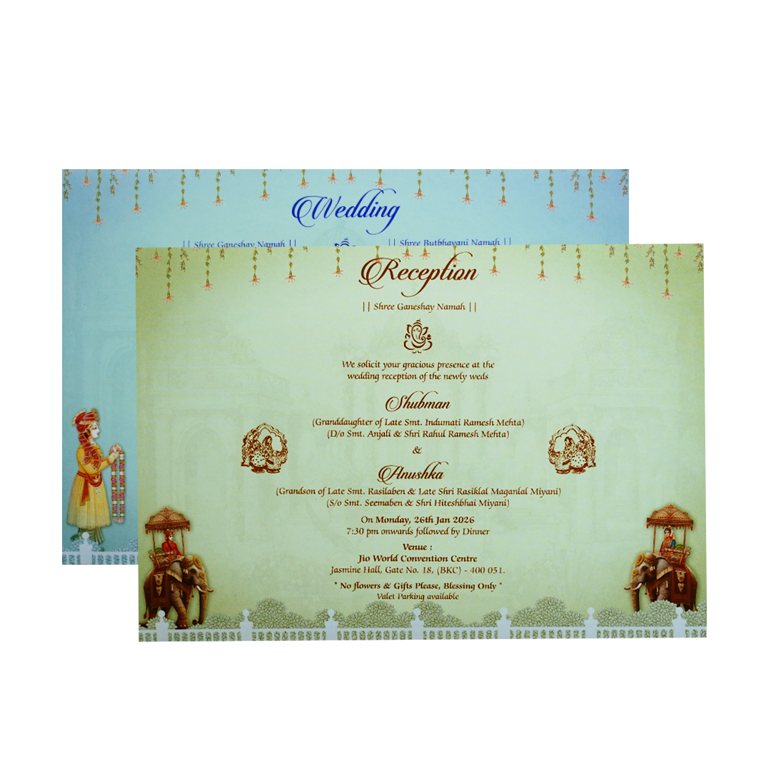 Royal Baraat Gold Foil Door Style Wedding Invitation Card-KRB09080