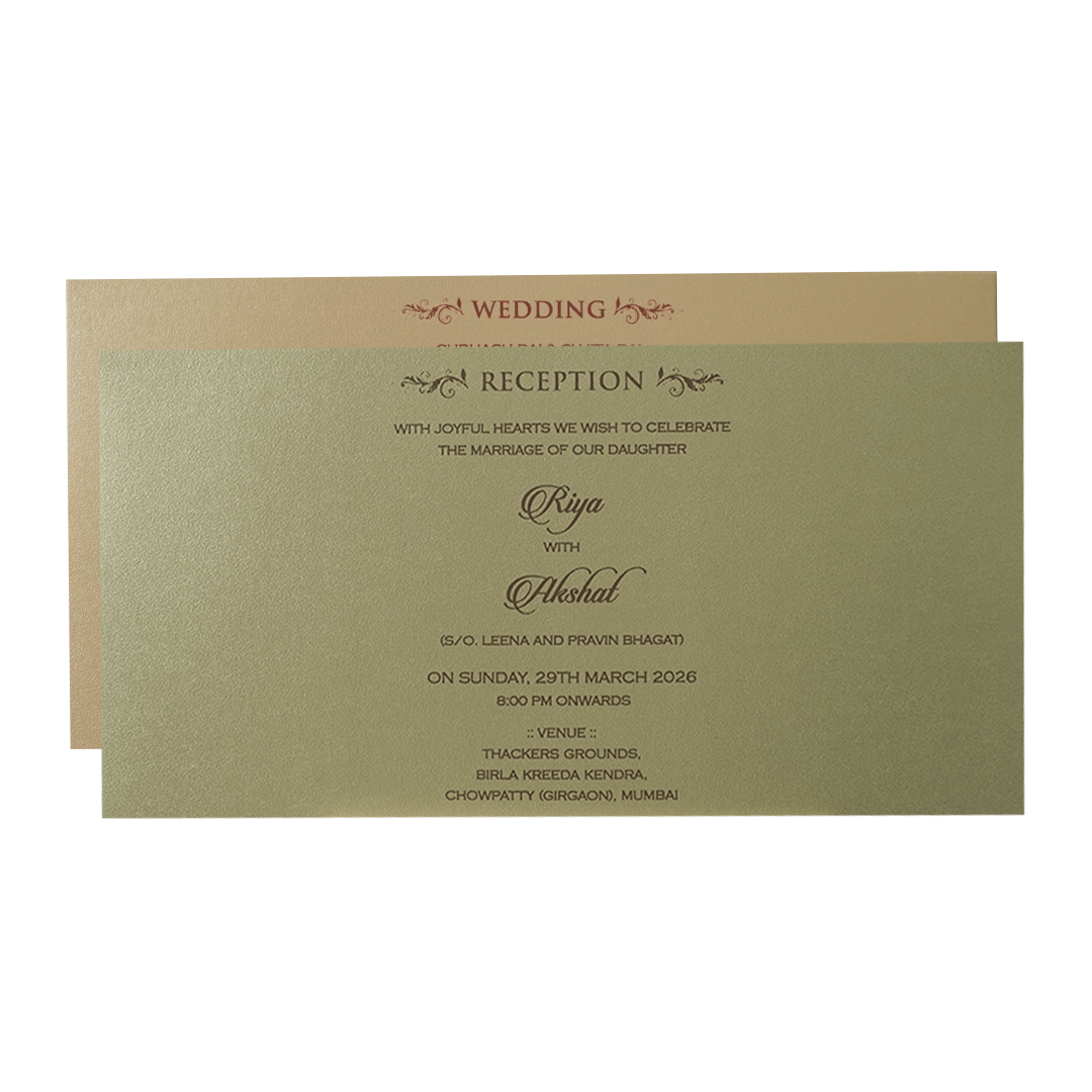 Green Nameplate Padded Wedding Card-KMMWD1171