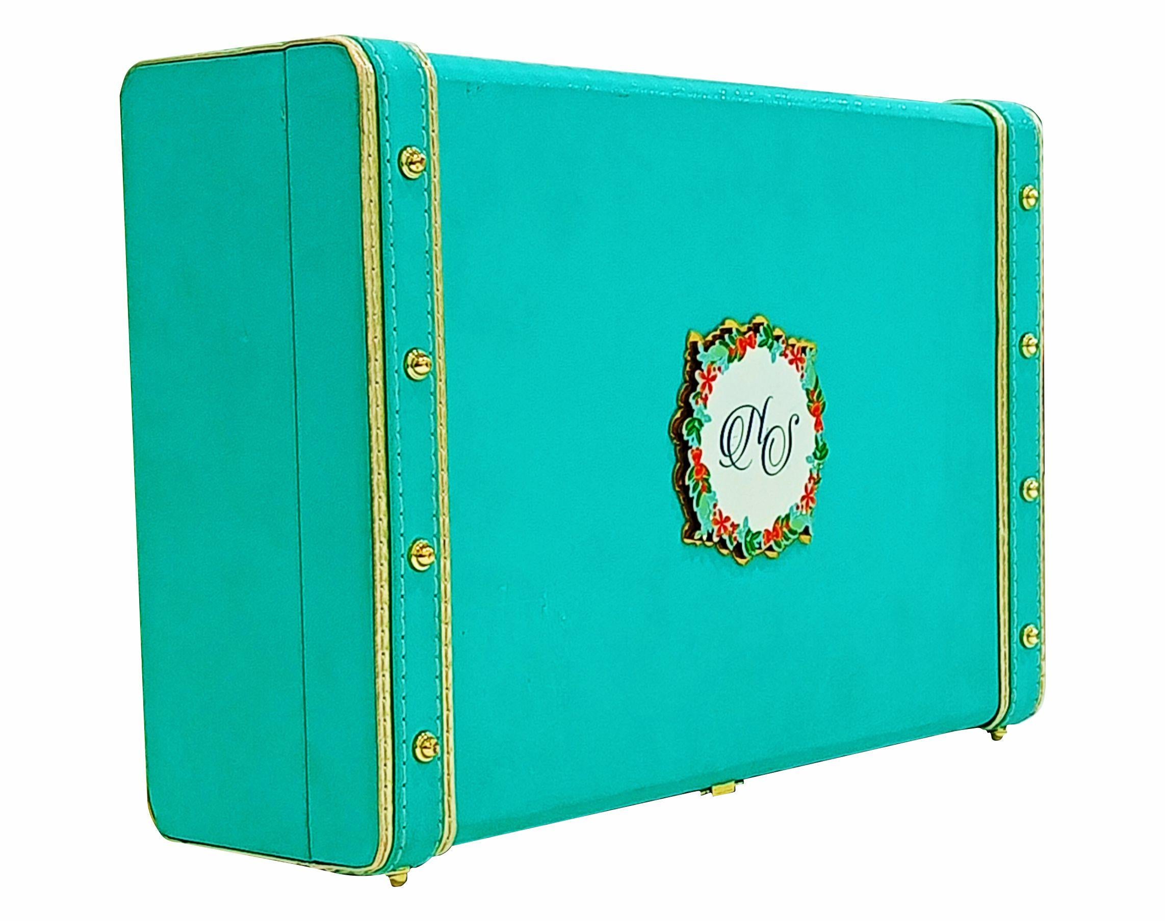 Light Green Ultra Premium Box Invitation Card With Sweet Boxes-KNKUP030
