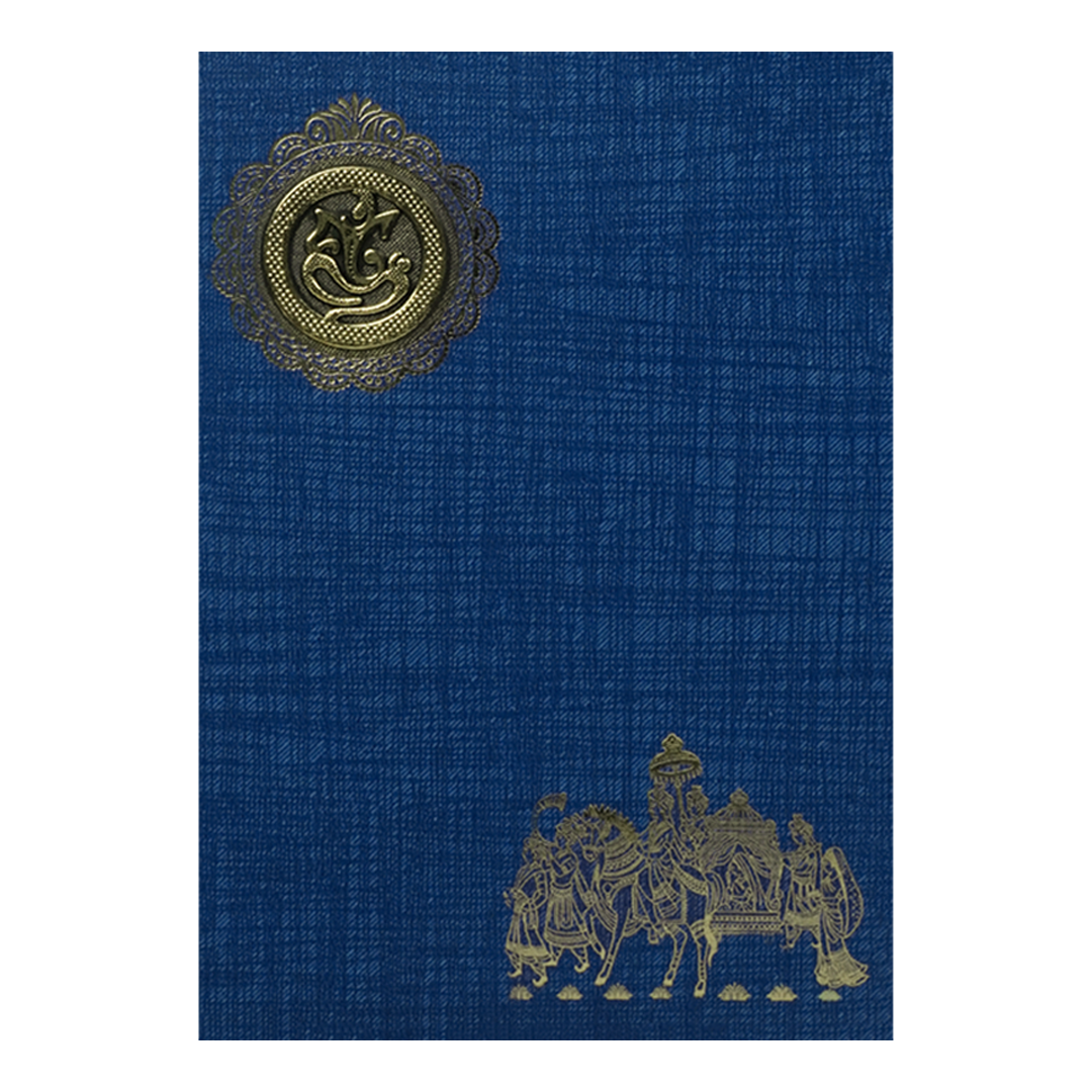 Blue Ganesha Bride Groom Wedding Card-KNPP717B