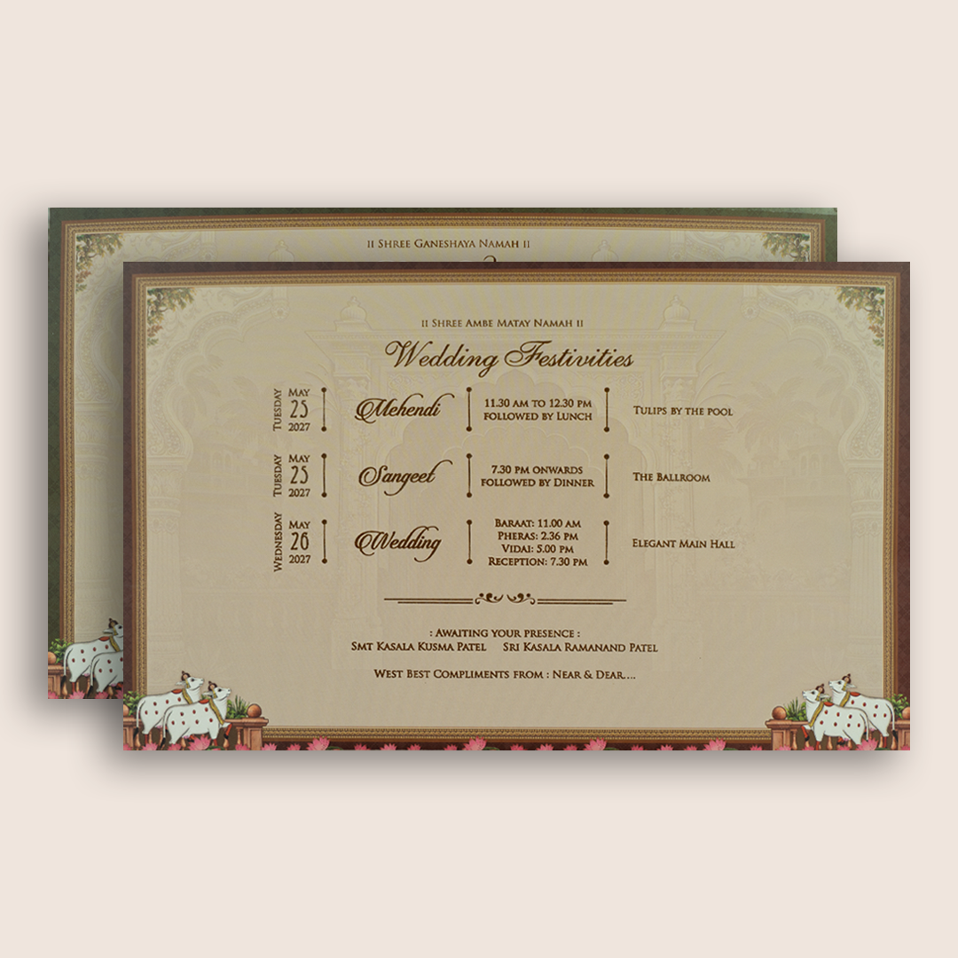 Wine Lord Radha Krishna Padded Wedding Card - KRE28810