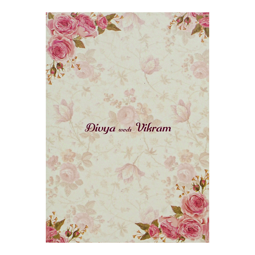 Pink Prince Paper Print Floral Invitation In Offset Print-KNPP680P