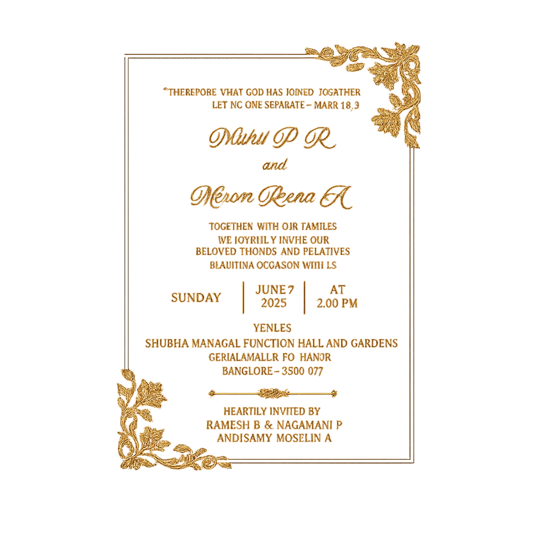 Maroon Floral Wedding Invitation - KVR101
